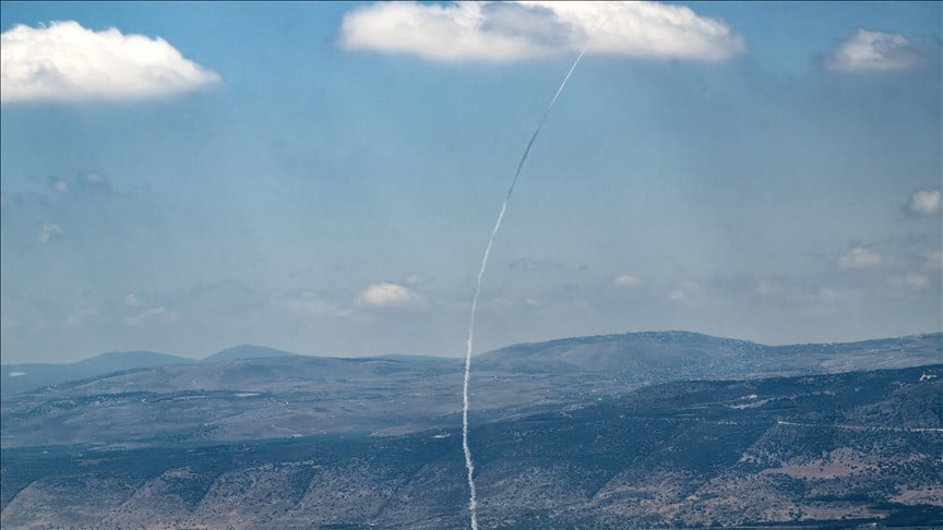 rocket launches from southern lebanon toward northern israel photo anadolu