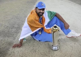 indian captain rohit after winning the icc champions trophy 2025 photo courtesy ap