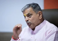 dattatreya hosabale general secretary of the rashtriya swayamsevak sangh rss speaks to journalists during a briefing with foreign media at the rss office in new delhi india may 12 2026 photo reuters