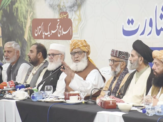 jui f chief maulana fazlur rehman addresses the majlis e qaideen organised by milli yakjehti council pakistan in islamabad photo online