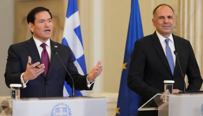 us secretary of state marco rubio left speaks during a joint press conference with greek foreign minister george gerapetritis at the ministry of foreign affairs wednesday oct 7 2026 in athens greece photo reuters