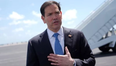 secretary of state marco rubio speaks to the press before boarding his plane at homestead air reserve base florida us thursday may 21 2026 rubio is traveling to a nato foreign ministers meeting in sweden photo reuters