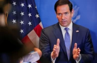 us secretary of state marco rubio speaks with members of the media before departing for bahrain international airport after his visit to the middle east to discuss the interim deal between the us and iran with arab gulf allies in manama bahrain june 25 2026 reuters