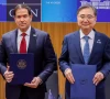 us secretary of state marco rubio poses for a photo with south korean foreign minister cho hyun during a trilateral meeting on the sidelines of the nato leaders summit in ankara turkey july 7 2026 photo reuters