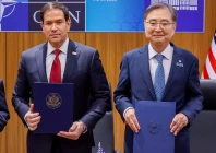 us secretary of state marco rubio poses for a photo with south korean foreign minister cho hyun during a trilateral meeting on the sidelines of the nato leaders summit in ankara turkey july 7 2026 photo reuters