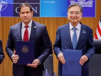 us secretary of state marco rubio poses for a photo with south korean foreign minister cho hyun during a trilateral meeting on the sidelines of the nato leaders summit in ankara turkey july 7 2026 photo reuters