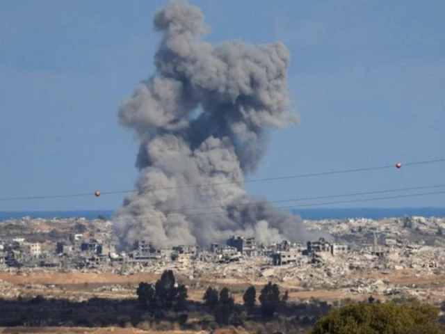 smoke rises from explosions in gaza as seen from southern israel october 7 2025 photo reuters