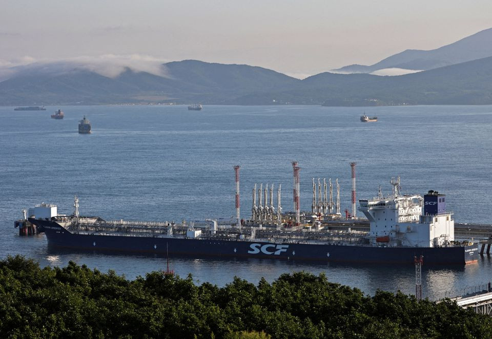 an aerial view shows the vladimir arsenyev tanker at the crude oil terminal kozmino on the shore of nakhodka bay near the port city of nakhodka russia august 12 2022 photo reuters file