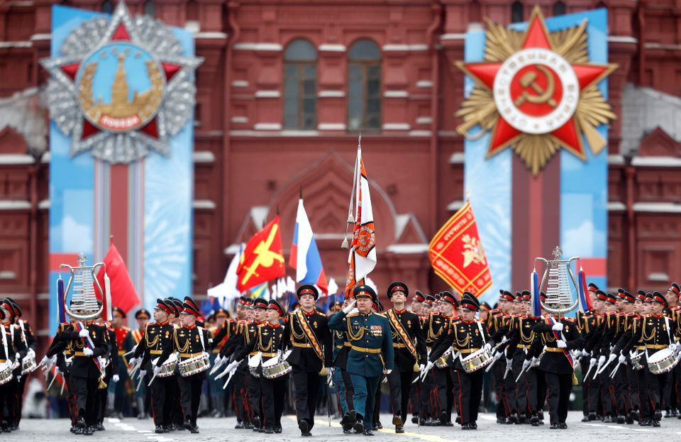 russian service members and cadets march during a military parade on victory day which marks the 76th anniversary of the victory over nazi germany in world war two in red square in central moscow russia may 9 2021 photos reuters