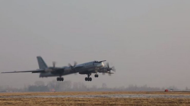 a russian tu 95ms strategic bomber takes off in an unknown location to perform a flight over the neutral waters of the sea of japan in this still image taken from video released march 21 2023 russian defence ministry handout photo reuters a russian tu 95ms strategic bomber takes off in an unknown location to perform a flight over the neutral waters of the sea of japan in this still image taken from video released march 21 2023 russian defence ministry handout photo reuters