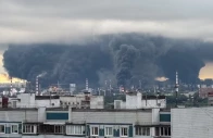 1 2 thick plumes of smoke with flames rise from an oil refinery following what the authorities say is a ukrainian drone strike in the course of russia ukraine conflict in moscow russia june 18 2026 in this picture obtained from social media social media via reuters