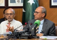 sindh minister for labour human resources and social protection saeed ghani addressing a press conference at the sindh assembly s committee room on july 14 2026 photo express