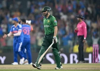 pakistan s captain salman agha walks back to the pavilion after his dismissal guest during the 2026 icc men s t20 cricket world cup group stage match between india and pakistan at the r premadasa stadium in colombo on february 15 2026 photo afp
