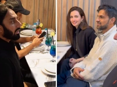 watch sana javed shoaib malik s dinner with pakistani cricketers sparks online buzz
