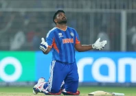 india s sanju samson prays as he celebrates his team s win photo afp