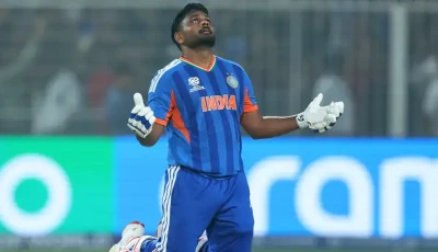 india s sanju samson prays as he celebrates his team s win photo afp