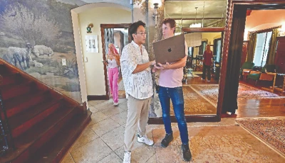 french taiwanese producer vincent wang and line producer kyle vertin talk while filming love through all seasons at the wrensmoor castle in california photo afp french taiwanese producer vincent wang and line producer kyle vertin talk while filming love through all seasons at the wrensmoor castle in california photo afp