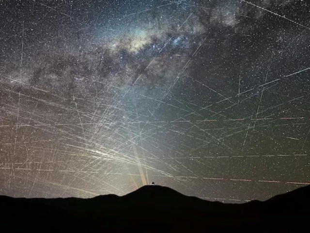 satellite trails streak across the night sky above chile s atacama desert in this composite image from a time lapse video taken on october 15 2025 the dome of eso s extremely large telescope elt is seen in the foreground f kamphues eso m kornmesser handout via reuters satellite trails streak across the night sky above chile s atacama desert in this composite image from a time lapse video taken on october 15 2025 the dome of eso s extremely large telescope elt is seen in the foreground f kamphues eso m kornmesser handout via reuters