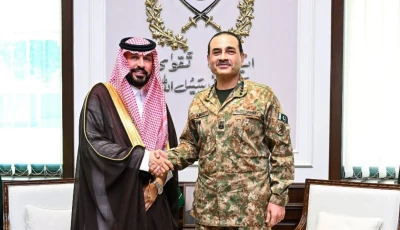 saudi ambassador to pakistan dr rajeh tami albugamy and chief of defence forces cdf and chief of army staff coas field marshal syed asim munir shaking hands during a meeting at general headquarters ghq in rawalpindi on october 19 2026