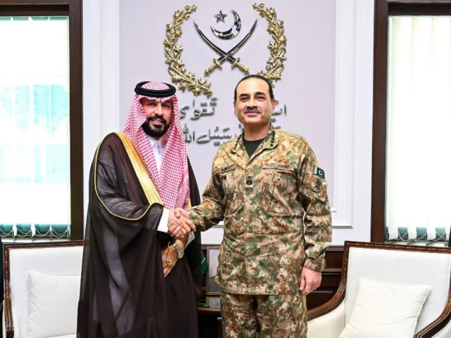 saudi ambassador to pakistan dr rajeh tami albugamy and chief of defence forces cdf and chief of army staff coas field marshal syed asim munir shaking hands during a meeting at general headquarters ghq in rawalpindi on october 19 2026 saudi ambassador to pakistan dr rajeh tami albugamy and chief of defence forces cdf and chief of army staff coas field marshal syed asim munir shaking hands during a meeting at general headquarters ghq in rawalpindi on october 19 2026