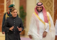 saudi crown prince mohammed bin salman meets prime minister shehbaz sharif upon his arrival in jeddah saudi arabia on april 29 2022 photo reuters
