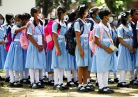 students stand in queues after school hours at the viqarunnisa noon school college after the government has withdrawn restrictions on educational institutions following a decrease in the number of cases of coronavirus disease covid 19 in dhaka bangladesh sept 12 2021 photo reuters