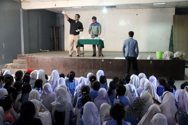 The children were enraptured by the experiments and ended up learning a lot too. PHOTO: AYESHA MIR/EXPRESS