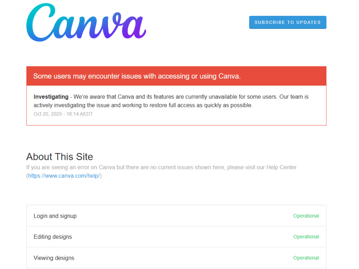 A screenshot from Canva's official website