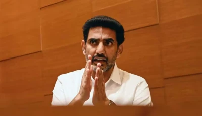 this photograph taken on january 4 2026 shows information technology minister for india s andhra pradesh state nara lokesh speaking during an interview with afp in new delhi