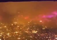 fire in the coastal village of kampung bahagia sandakan sabah malaysia screenshot of a video still photo x