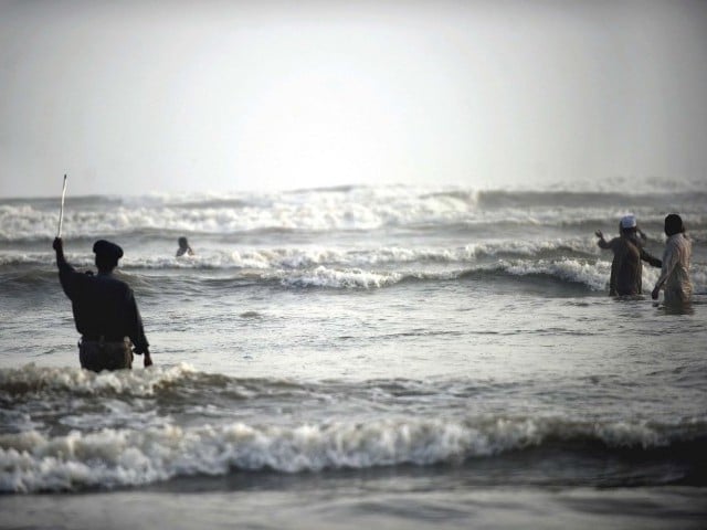 the notification states that large and dangerous waves are forming near the coast in karachi posing a risk to the lives of those swimming in the sea photo express file