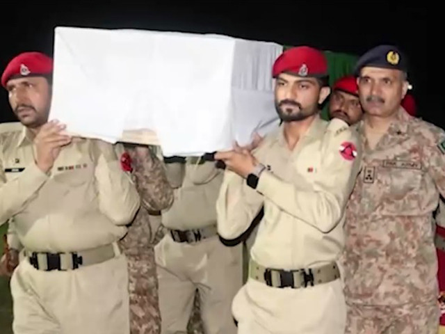 the funeral prayer for the martyred soldier took place with solemnity and reverence as his family friends and members of the armed forces paid their final respects screengrab