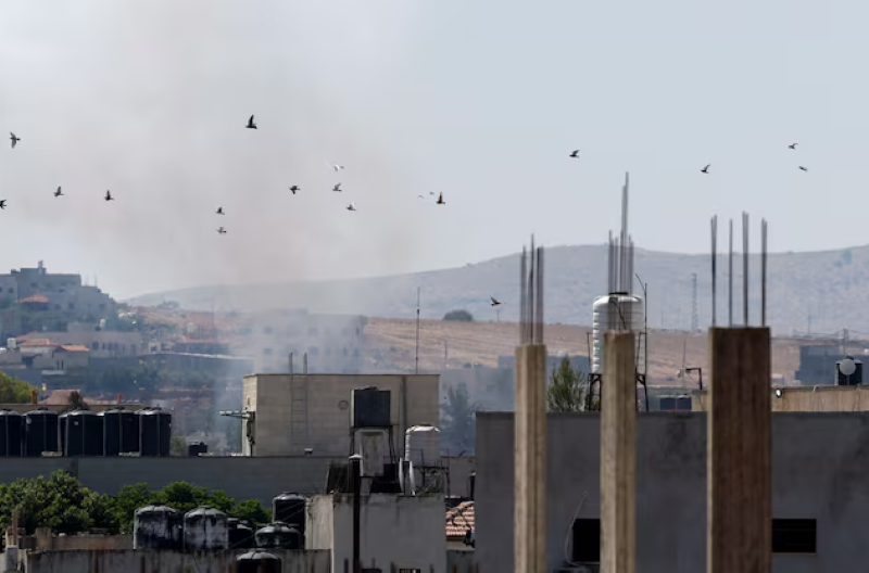 birds fly during an israeli raid in tubas in the israeli occupied west bank august 14 2024 photo reuters