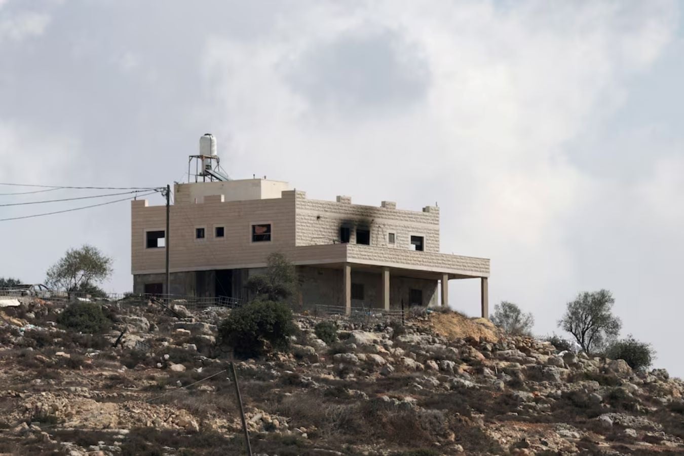 A house belonging to Palestinians Mahmod Tubasi, 60, and his wife Aedah, 51, damaged in what they say was an Israeli settler attack in Jalud in the Israeli-occupied West Bank, September 29, 2026. REUTERS