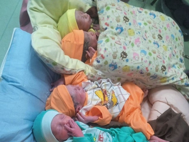 a woman gave birth to sextuplets four sons and two daughters following an extensive operation photo express