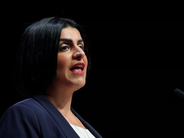 british home secretary shabana mahmood speaks on stage at britain s labour party s annual conference in liverpool britain september 29 2025 photo reuters