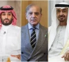 saudi crown prince mohammed bin salman l prime minister shehbaz sharif c and uae president mohammed bin zayed al nahyan