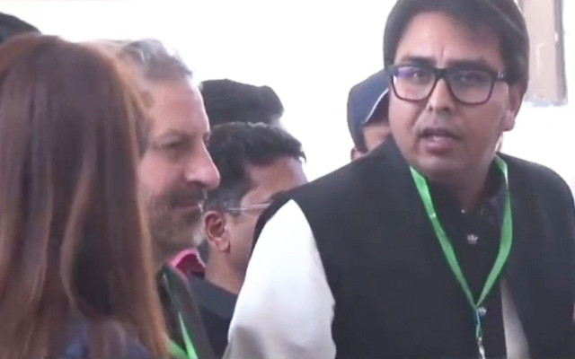 special assistant to prime minister sapm on political communication shahbaz gill speaking to media outside supreme court in islamabad on march 21 screengrab