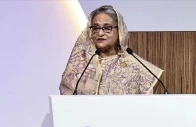 hasina is in self imposed exile living in neighboring india after fleeing the country photo anadolu