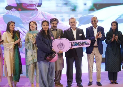 Sindh Senior Minister Sharjeel Memon at electric scooter ceremony