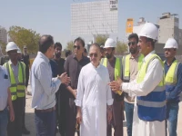sindh senior minister sharjeel inam memon reviews red line brt development work photo express