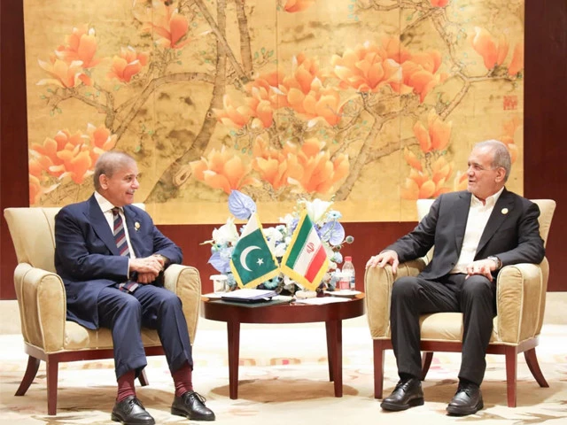 prime minister shehbaz sharif held a meeting with the president of the islamic republic of iran masoud pezeshkian on the sidelines of the sco summit in tianjin china photo pid prime minister shehbaz sharif held a meeting with the president of the islamic republic of iran masoud pezeshkian on the sidelines of the sco summit in tianjin china photo pid