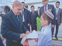 prime minister shehbaz sharif is greeted with local customs on arrival in ashgabat turkmenistan photo online