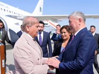 prime minister shehbaz sharif is welcomed by chairman of the cabinet of ministers of kyrgyzstan adylbek kasymaliev upon his arrival at manas international airport kyrgyzstan august 31 2026 photo government of pakistan x prime minister shehbaz sharif is welcomed by chairman of the cabinet of ministers of kyrgyzstan adylbek kasymaliev upon his arrival at manas international airport kyrgyzstan august 31 2026 photo government of pakistan x