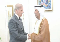 prime minister shehbaz sharif shakes hands with uae ambassador to pakistan salem mohammed salem al bawab al zaabi in islamabad photo nni
