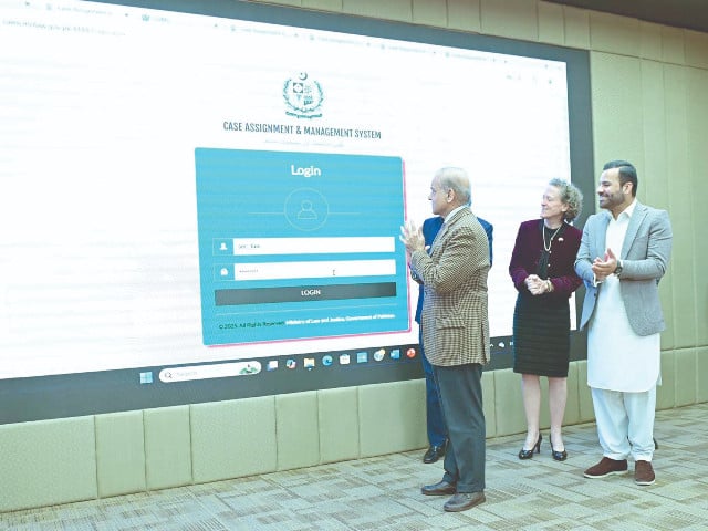 prime minister shehbaz sharif launches the case assignments and management system in islamabad photo ppi