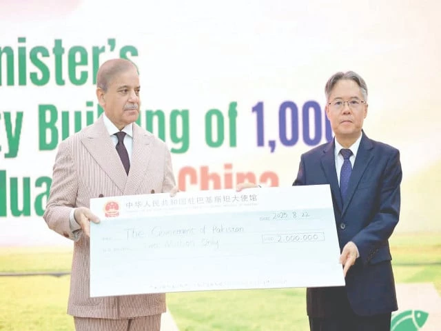 pm shehbaz sharif receives a cheque from chinese ambassador to pakistan xian zaidong photo ppi pm shehbaz sharif receives a cheque from chinese ambassador to pakistan xian zaidong photo ppi