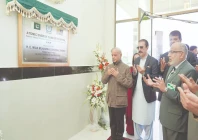 prime minister shehbaz sharif unveils a plaque to inaugurate the kashmir institute of nuclear medicine oncology and radiotherapy in muzaffarabad photo express
