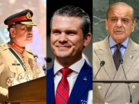 a combination of photos showing chief of defence staff and chief of army staff field marshal asim munir us defence secretary pete hegseth and prime minister shehbaz sharif photo file