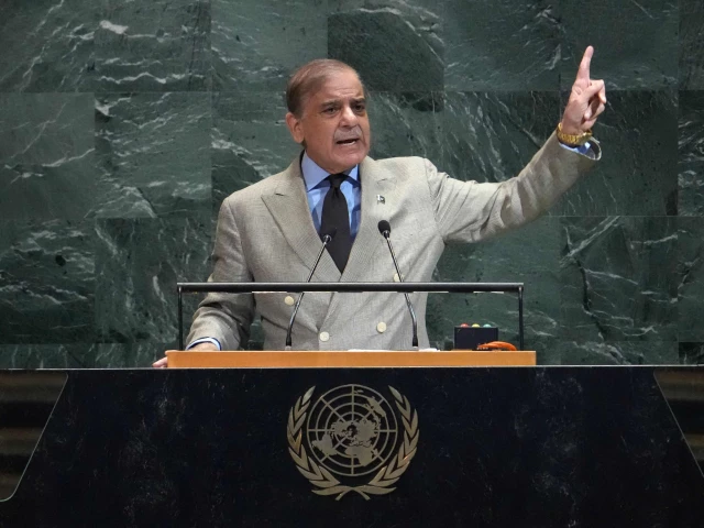 pakistan s prime minister muhammad shehbaz sharif speaks during the general debate of the united nations general assembly at un headquarters in new york city on september 26 2025 photo afp pakistan s prime minister muhammad shehbaz sharif speaks during the general debate of the united nations general assembly at un headquarters in new york city on september 26 2025 photo afp